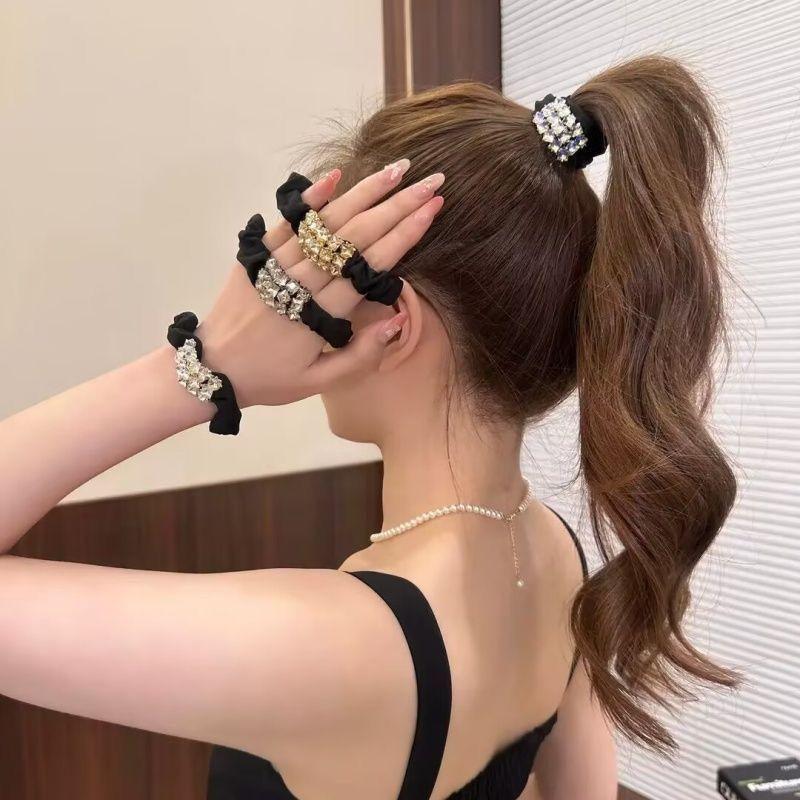 Dây Buộc Tóc Pha Lê, Thời Trang Mới Cho Năm 2025, Phong Cách Ngọt Ngào Và Thanh Lịch, Scrunchie, Dây Buộc Tóc Cao Cấp, Dây Buộc Tóc Co Giãn, Phụ Kiện Tóc Đuôi Ngựa kurumi  búi  tóc 0