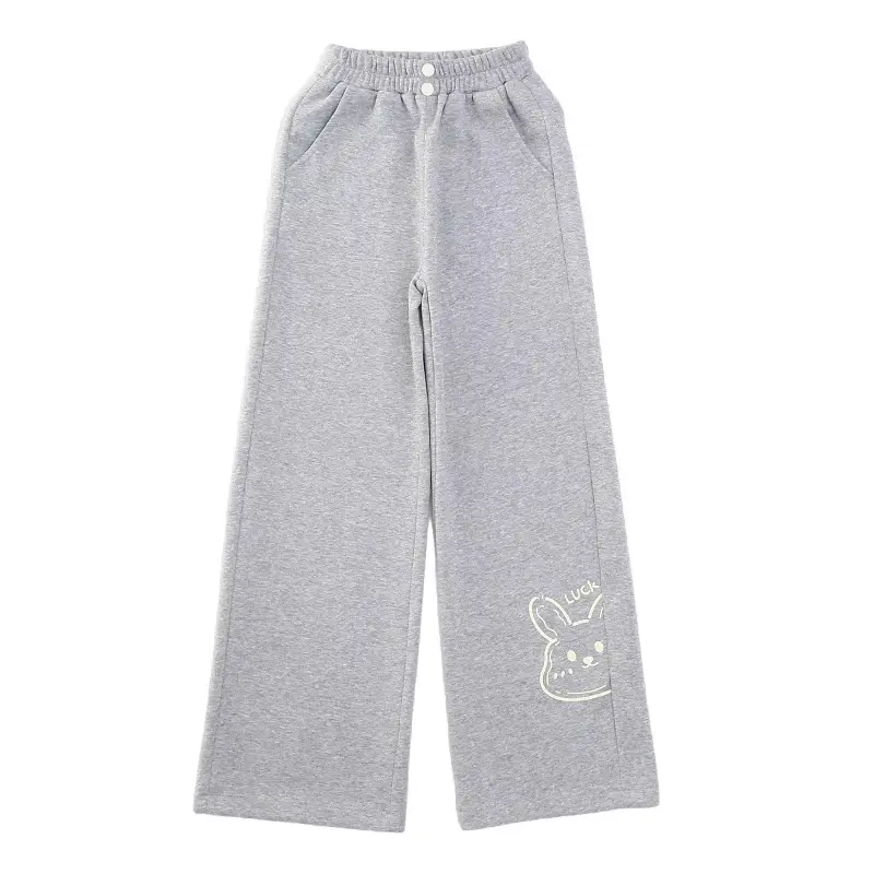 Quần Nỉ Da Cá Dáng Xuông Dài Cạp Chun Hoạ Tiết Chữ Luck Cho Bé Gái 18-45kg ( Chất Mỏng vừa phải phù hợp bốn mùa) 4