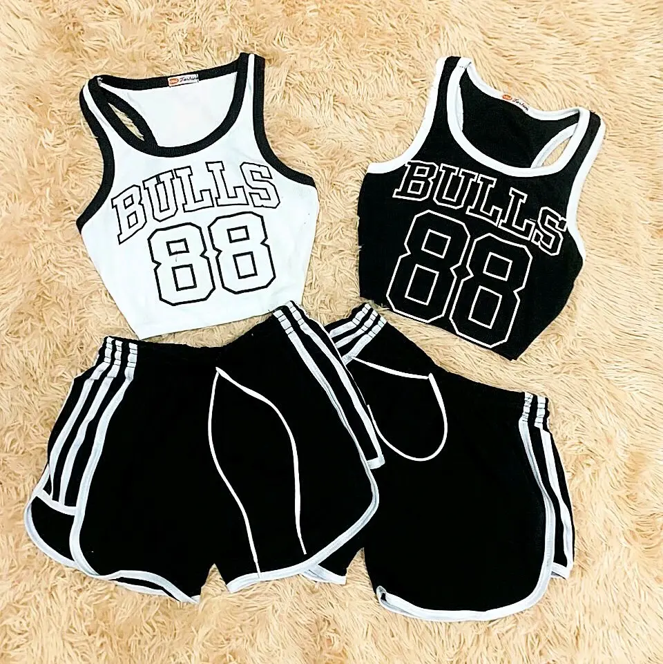 sét bộ thể thao đùi nữ in chữ, bộ đùi cổ tròn Sport Chạy Bộ Thun Tập Thể Dục