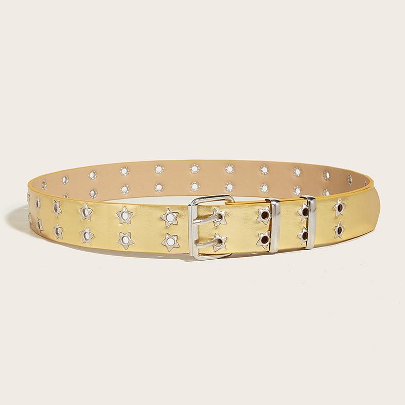 Product Introduction of Punk Style Star Double-Breasted Belt Waist Strap Hollow Out Pu Leather Jeans Decorative Fashion Waistband 18