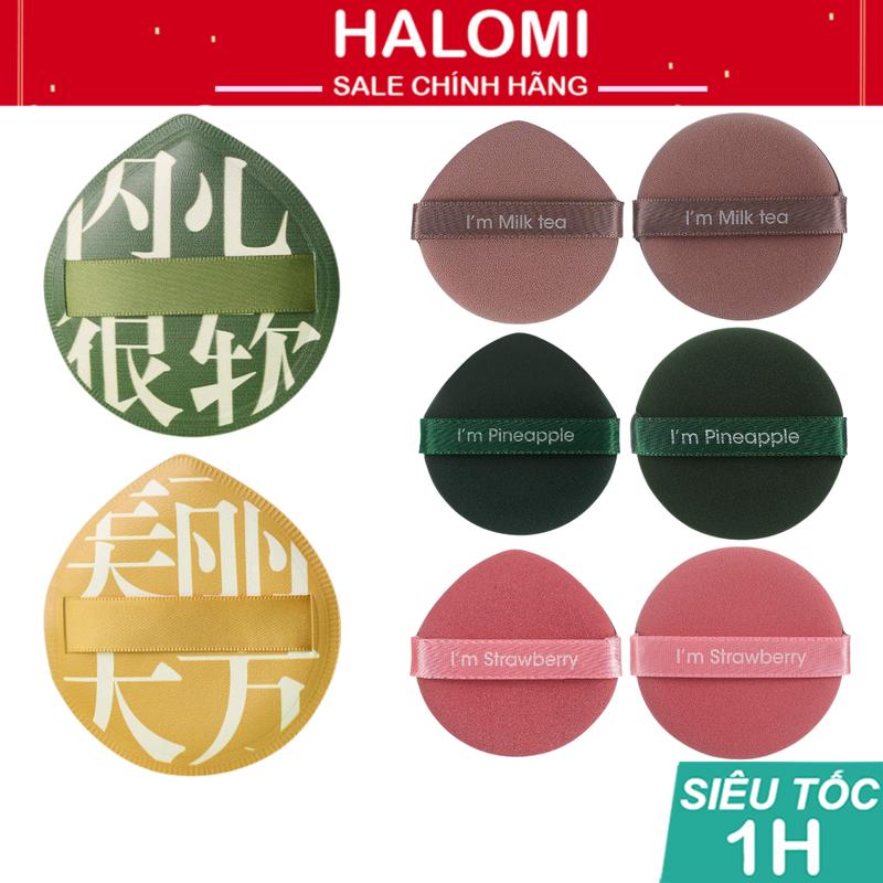 Bông mút tán nền cushion HALOMI mềm mịn đàn hồi tốt giúp lớp nền mỏng nhẹ tự nhiên dạng vát tròn