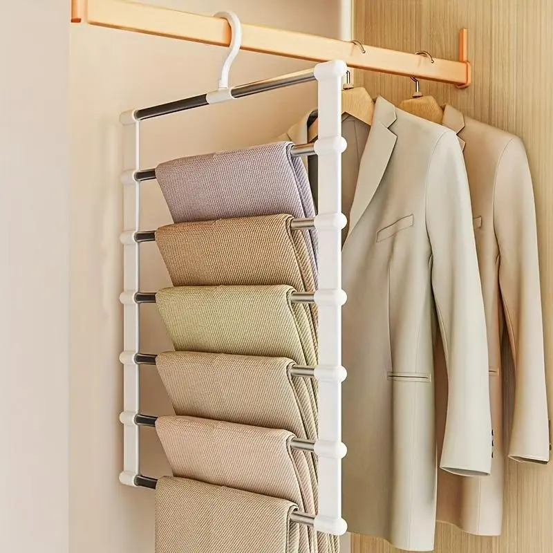 Foldable Pants Hanger, 1/2 Counts Stainless Steel Space Saving Pants Organizer, Home Organizer for Bedroom, Closet, Wardrobe