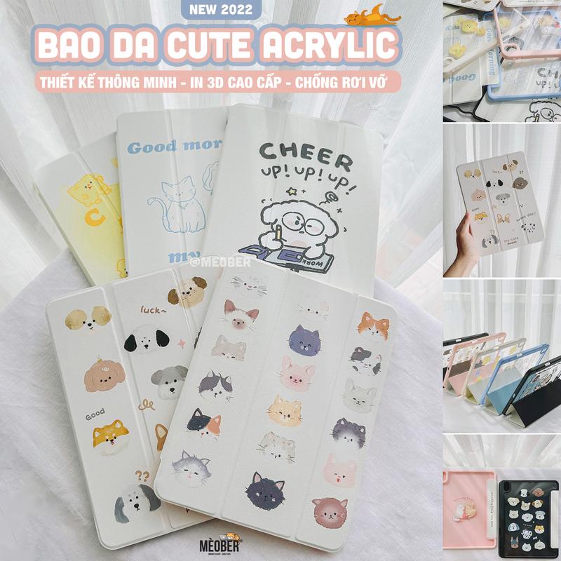 [Premium] Bao da cover I Pad Cute Acrylic, phối màu pastel, in 3D & chống ố cho iPad Gen 7 8 9, Air 4 5, Pro 11 12.9 Phụ Kiện Ốp