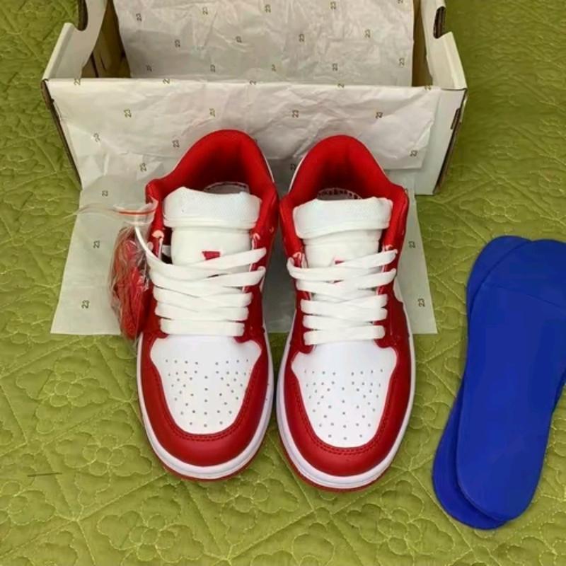 [Full box] Giày thể thao sneaker đỏ trắng nam nữ size 36-44 giày  sneaker  đỏ Đế Bằng Shoes j1 cổ thấp low Sport
