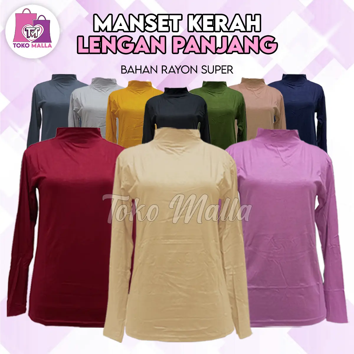 Manset Tangan Panjang wanita, Dalaman Muslim Rayon Super, Baju Dalaman Muslim Inner Deker Kaos Polos Wanita Mangset Premium Remaja dan Dewasa Viral Atasan Katun