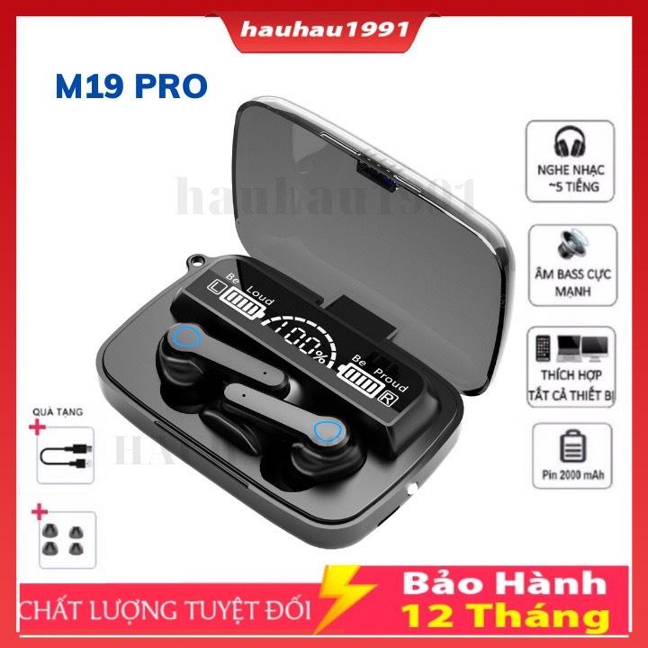  Tai Nghe Không Dây TWS Màn Hình LED HD M19 Âm Thanh Nổi 9D,Âm thanh trung thực Bass Căng Bảo Hành 12 Tháng 