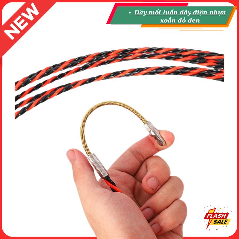 Dây mồi luồn dây điện nhựa xoắn đỏ đen-,độ dài 5M- 10M-15M-,20M-,25M-,30M-50m 1