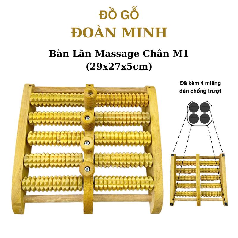 Bàn lăn mát xa chân bằng gỗ tự nhiên M1 5 hàng 4 trục bi xoay Massage giúp lưu thông máu, món quà thích hợp cho ông bà bố mẹ