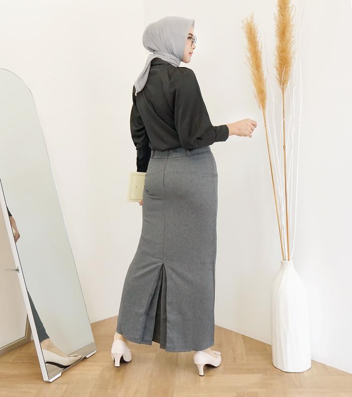Rok span biron Kerja wanita Panjang Hitam Biron Kipas Bahan Formal Kantor 01 Nyaman tebal strech Biru Navy span panjang 2