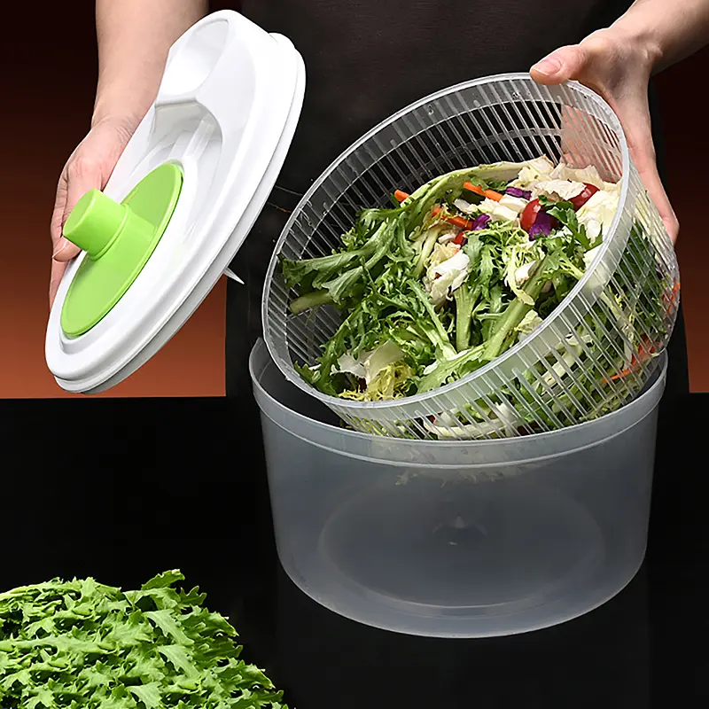 Máy Sấy Xoay Salad, Rổ Ráo Nước Thực Phẩm Rau Củ Quả, Máy Khử Nước, Giặt Nhanh Và Sấy Khô, Máy Trục Ly Hợp Thủ Công Dụng Cụ Gia Đình Nhà Bếp 7