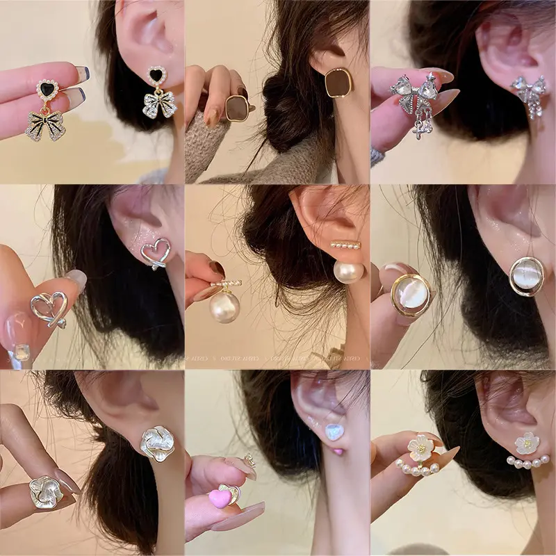 925 Silver Needle Pearl Earrings for Women, High-end Niche Style, Elegant Bowknot Studs, Vintage Light Luxury Jewelry Wholesale