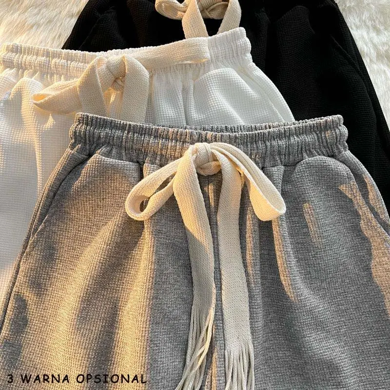 celana olahraga pria unisex celana panjang pria celana highwaist pria Loose pants celana vintage pria celana oversize pria Baggy pants keren celana premium wafel bahan celana boyfriend celana kulot import celana korean style celana hitam COD 8