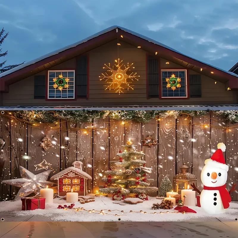Product Introduction of Christmas Themed Garage Door Cover, 1 Count Windproof & Snowproof Garage Door Banner, Festive & Party Supplies for Home Decor 3