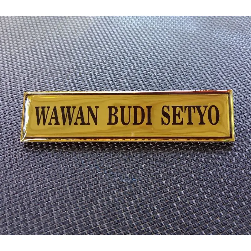 Name Tag Papan Nama Warna Gold Emas Mengkilat - Peniti - Magnet #Name Tag Indonesia 6