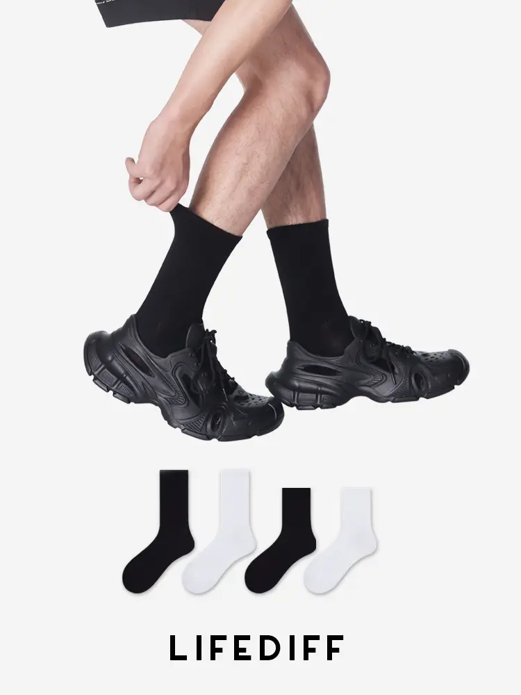 Tất Vớ Trơn Cổ Cao Nam Nữ LIFEDIFF  Chất Liệu Cotton Hàn Quốc Thoáng Mát Co Giãn Bốn Chiều, Chống Hôi Chân Menswear
