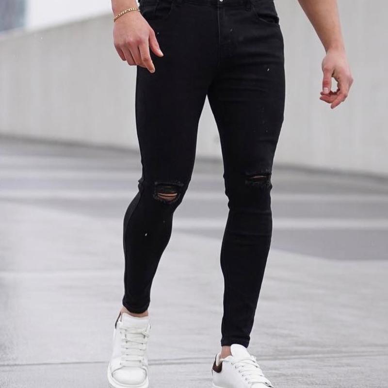 Quần Jeans Nam rách gối nhỏ Skinny DIVINITY siêu co dãn Menswear