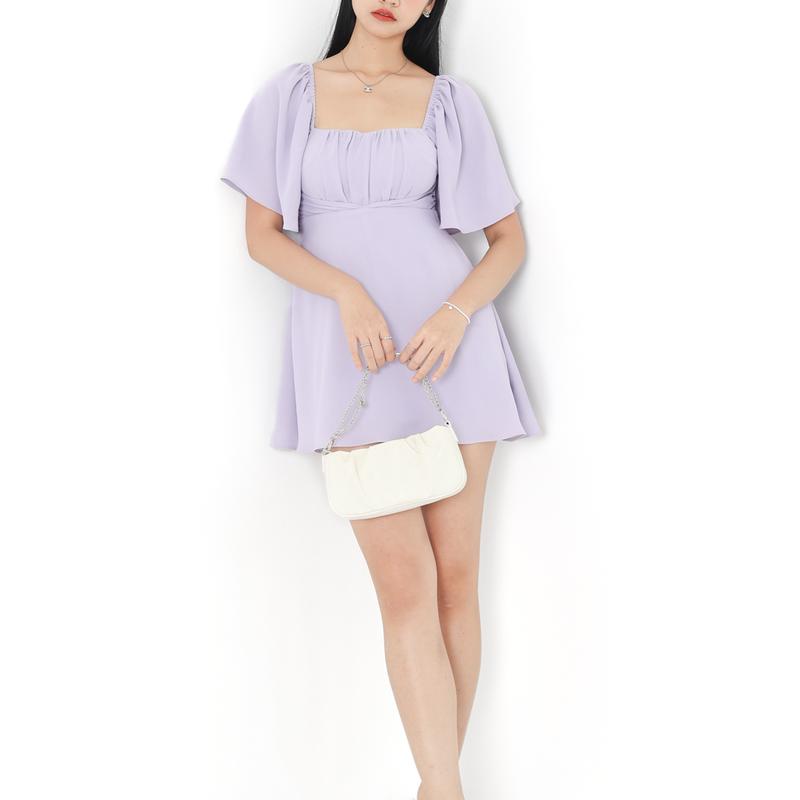 *TPZ* MINI KAS SWEETHEART FLUTTER SLEEVES DRESS ROMPER IN SOFT LAVENDER 2