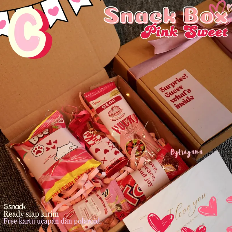 Hampers Snack Box Camilan Set Kado Jajan Makanan Minuman Makanan Ringan Ulang Tahun Valentine Wisuda Anniversary Sempro Hari Guru Pink Sweet Series Food 4