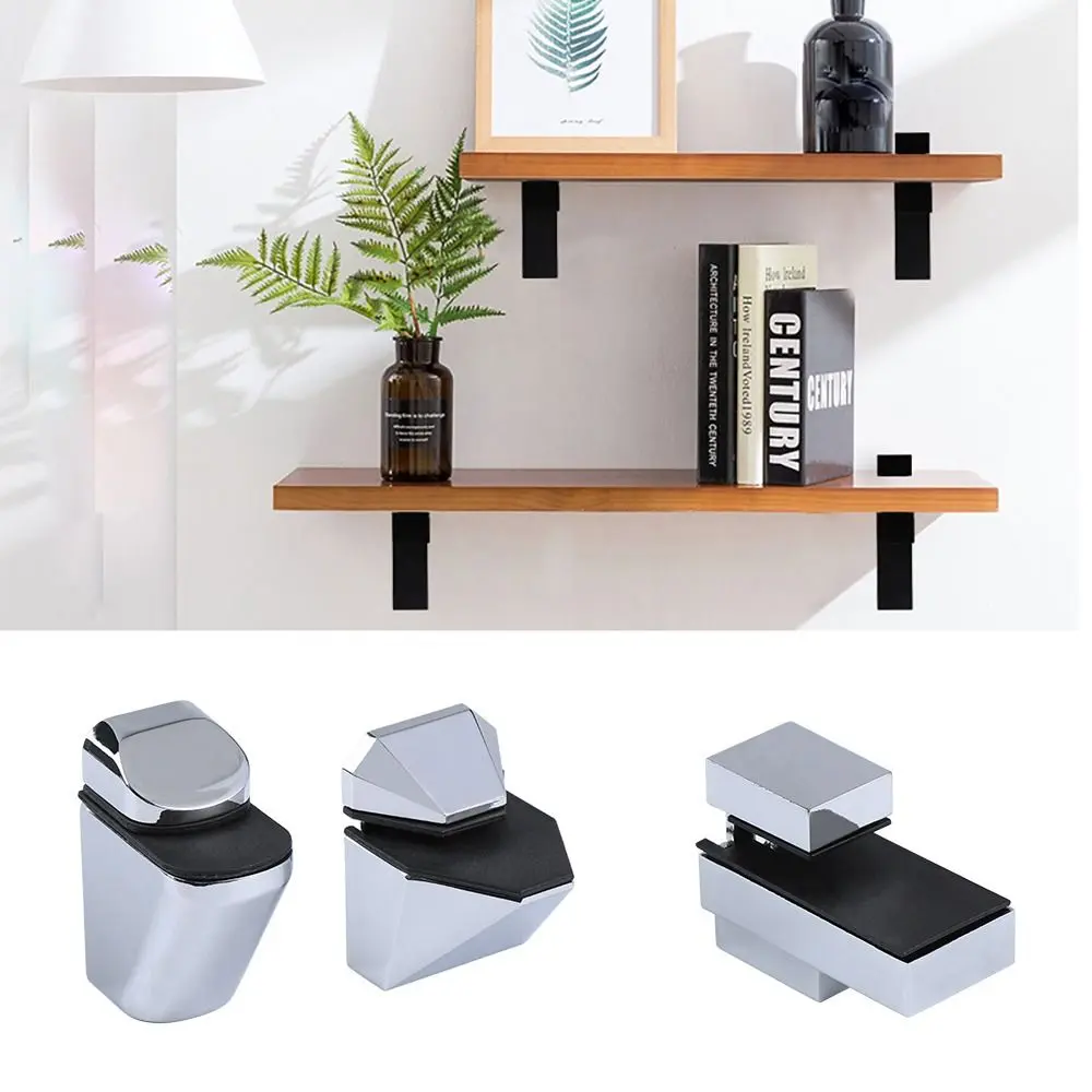 Fish Mouth Clip Zinc Alloy Glass Shelf Clip Adjustable Wall Mount Bathroom Support Brackets Fixed Hardware Part Shelf Holder Clamp Home