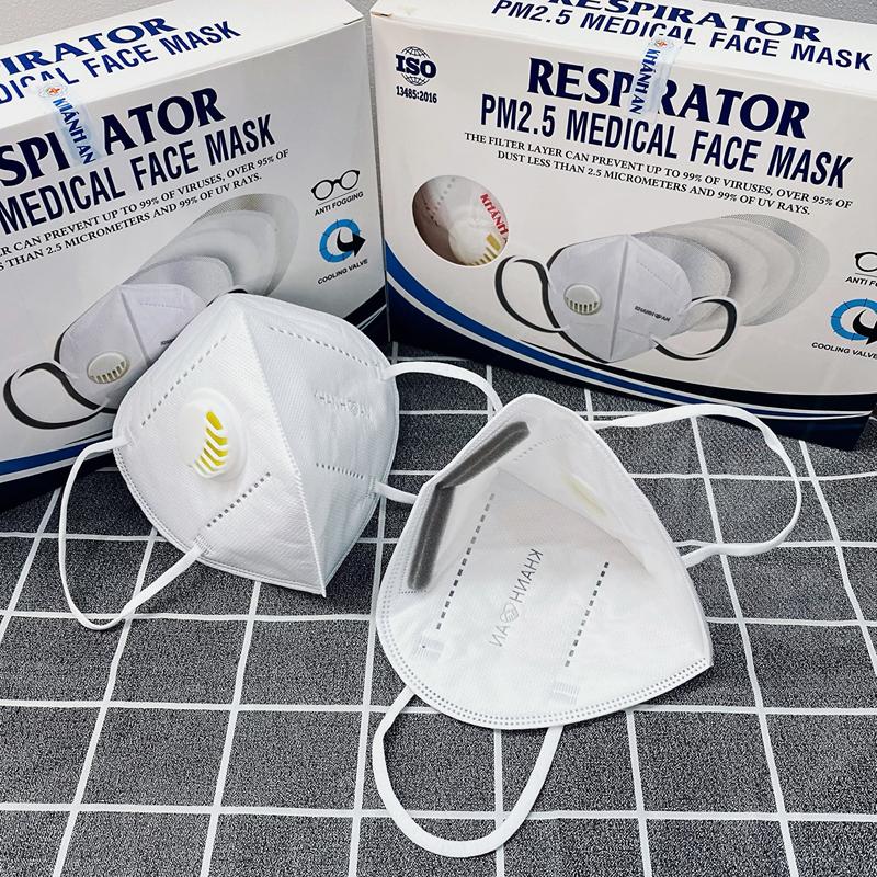 Khẩu trang y tế N95 có van thở Khánh An chính hãng RESPIRATOR PM 2.5 MEDICAL FACE MASK hộp 10 cái kháng khuẩn ngăn bụi mịn