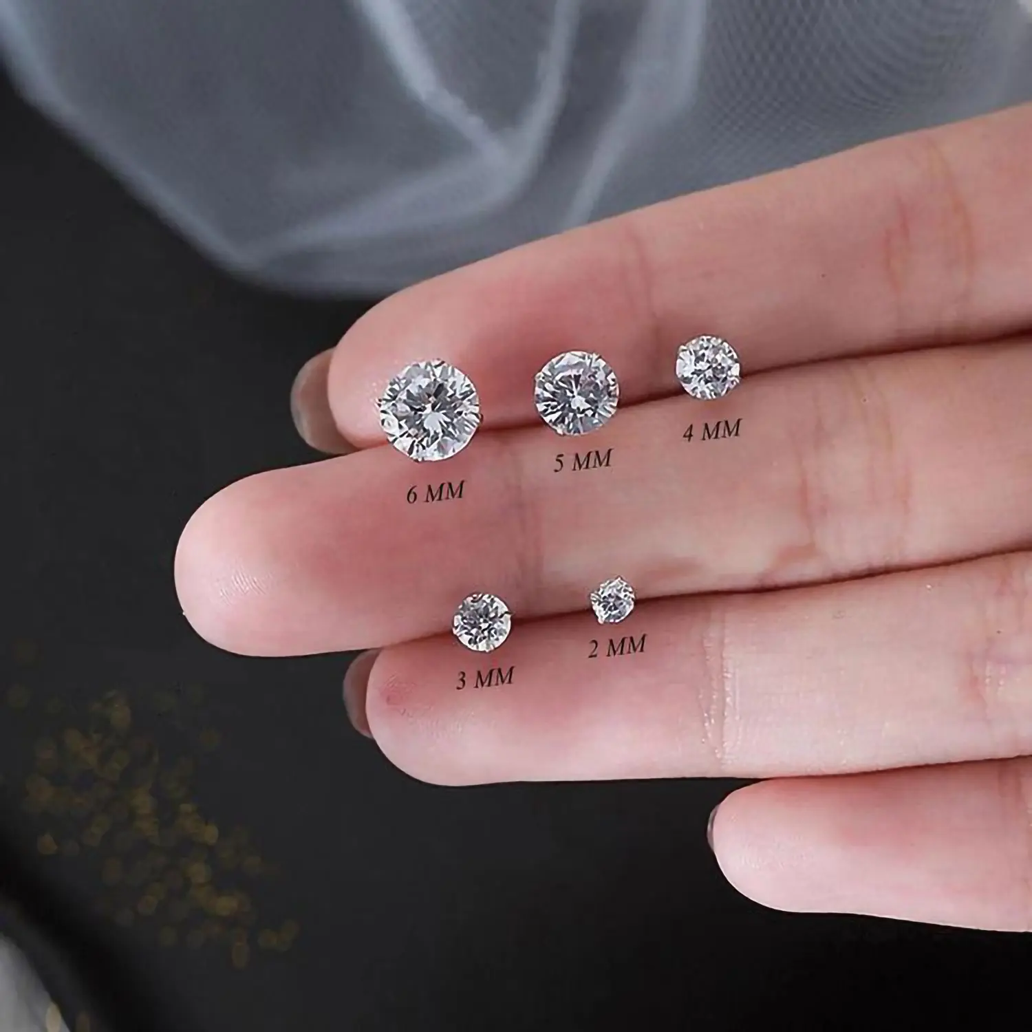 Bông tai, nụ đá, khuyên tai, nụ tròn nam nữ đủ size HMJ Women Hoa