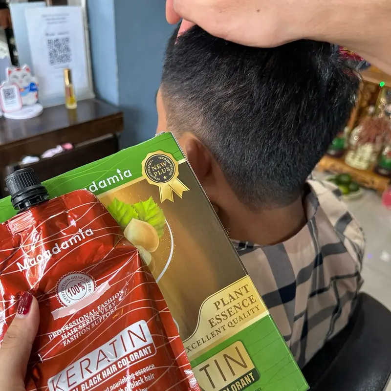 Nhuộm Đen / Nâu Macadamia 500mlx2 ( không dính da đầu) Phủ bạc không dính da đầu Nhuộm đen Keratin Nhuộm đen maca Đổi Màu Tóc Nhuộm Tóc Nữ Women Dưỡng Tóc 1