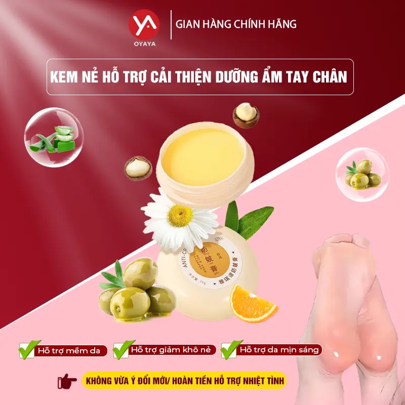 Combo 2 (Tiết kiệm 10%) Kem Oyaya hỗ trợ cải thiện dưỡng ẩm tay chân  - Kem nắp vàng kem  duong