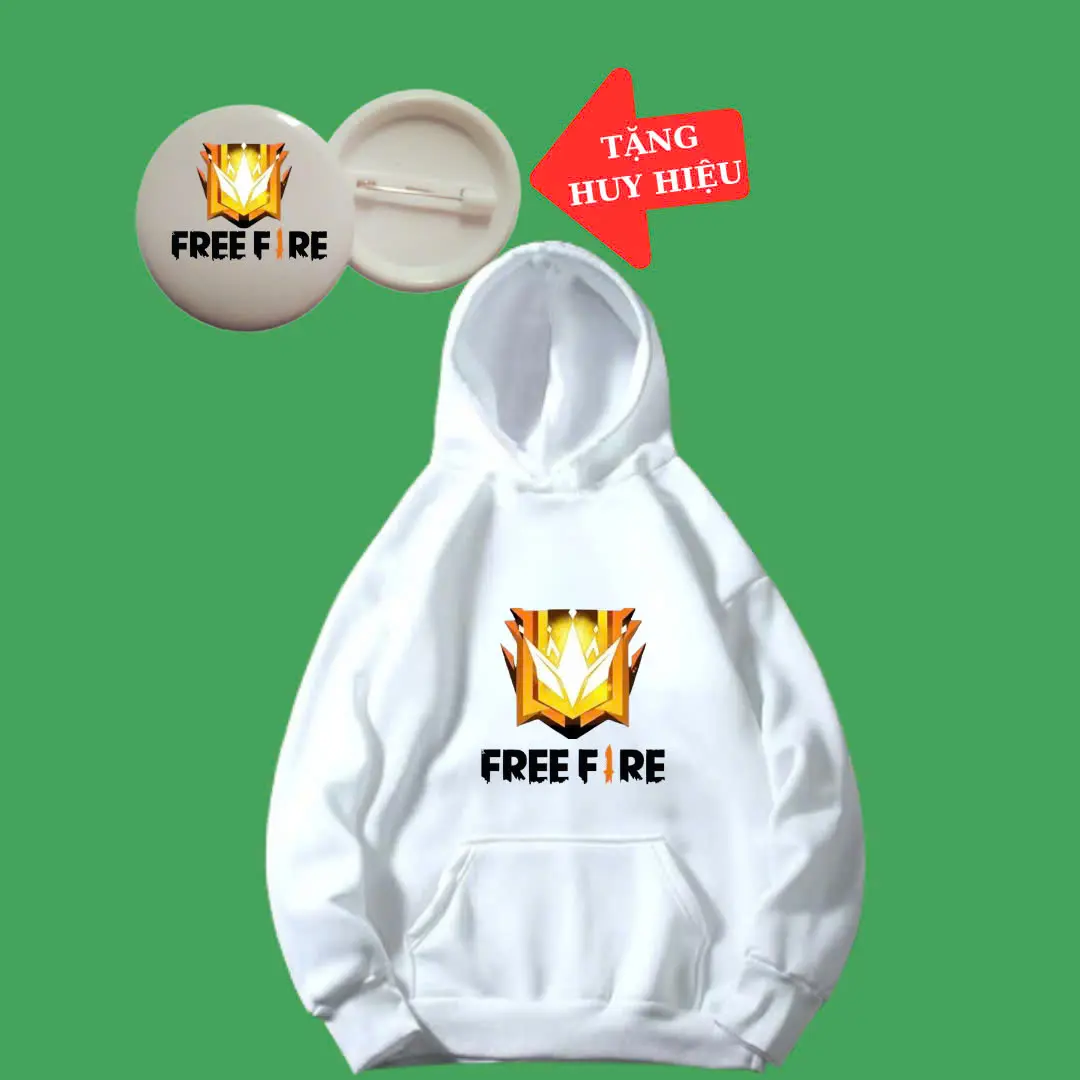 áo khoác free fire lớp 4-Áo Khoác Hoodie Free Fire trẻ em dài tay, màu đỏ, đen, trắng vải Nỉ có mũ-Kèm huy hiệu áo  hoodie
