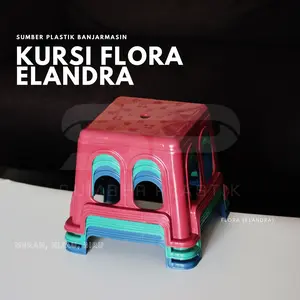 Kursi Pendek Segi Flora Motif Warna Plastik Elandra (Satuan)