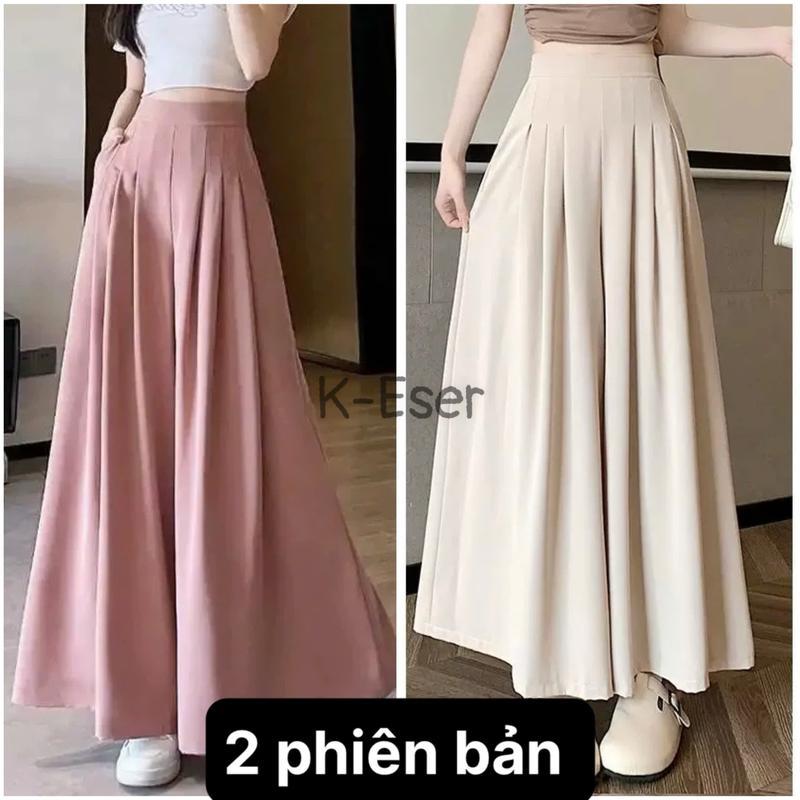 Quần ống rộng giả váy BᶖgSIZE xếp ly dáng dài quần Vải Lưng Cao chất mềm mịn mát 2 phiên bản 95cm và 102cm 832831
