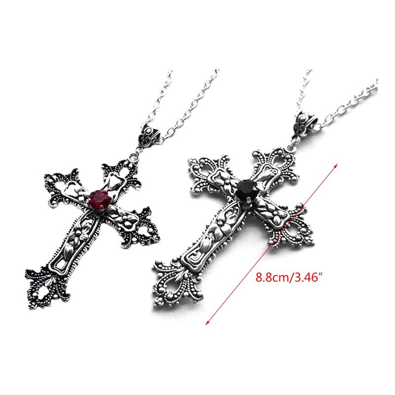 Vòng Cổ Mặt Dây Chuyền Chữ Thập, Phong Cách Cổ Điển Dành Cho Nữ, Phụ Kiện Goth, Dây Chuyền Dài Gothic 1