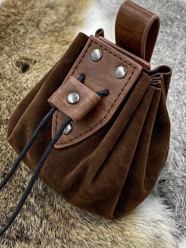 Vintage Medieval Dress Costume Rivet & Grommet Eyelet Decor Belt & Belt Bag & Pouch Set, Medieval Alchemy Belt Set for Party, Cosplay 8