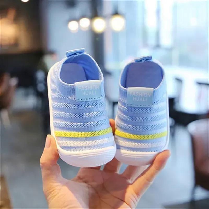 Product Introduction of Anti-skid toddler shoes, comfortable for kids and babies, for girls and boys, solid color, fashion, breathable mesh shoes, soft soles, lightweight shoes, shoes socks, for 0-2 years soft sole shoes 24