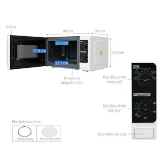 (HÀNG CHÍNH HÃNG) Lò vi sóng Toshiba ER-SM20(W1)VN - Nhập Thái Lan / Lò vi sóng Toshiba MWP-MM20P(BK) 20 lít - Nhập TQ 6