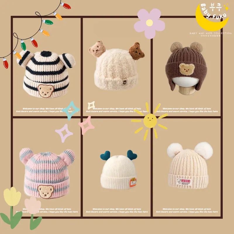 Baby.Fuku Topi Kupluk Anak Topi Bayi Kupluk Bayi Bahan Wol Rajut Banyak Motif Cewek Cowok Perempuan Laki-Laki 1