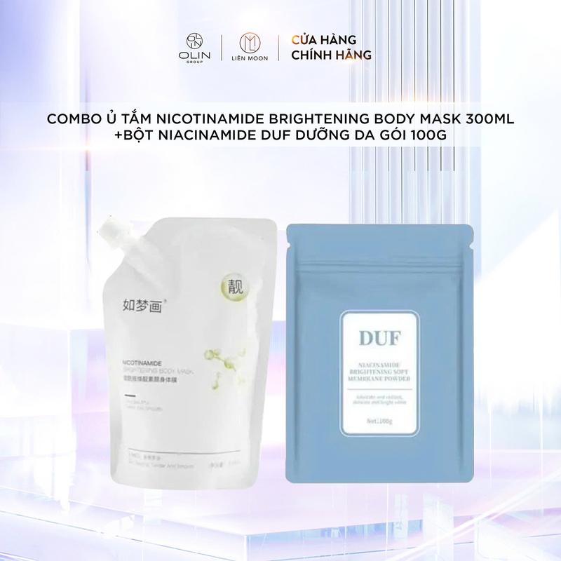 Combo Ủ tắm Nicotinamidee Brightening Body Mask 300ml +Bột niacinamide DUF dưỡng da gói 100g 0