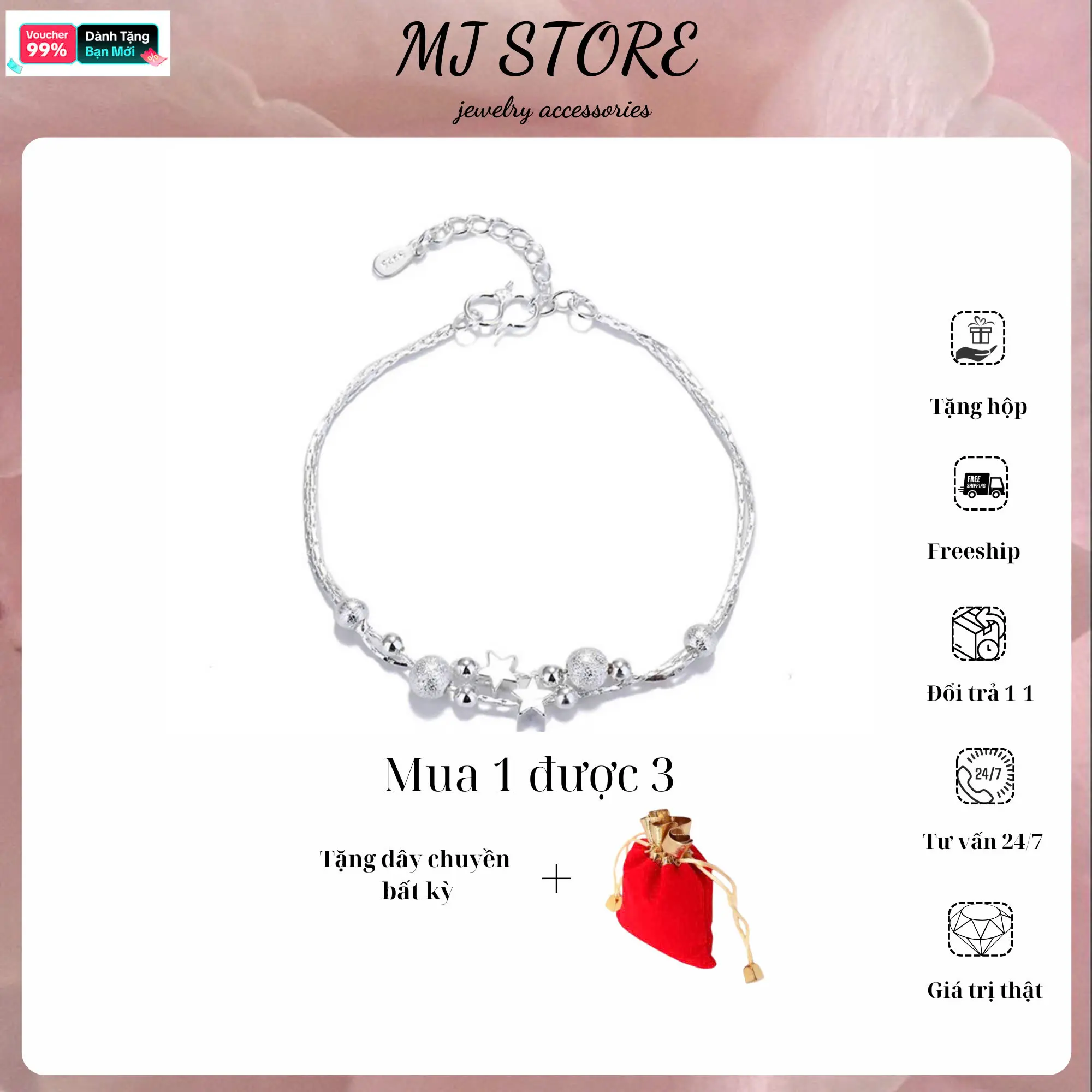 Lumia （Nữ） Lắc tay sao 925 sang trọng quý phái Phụ Kiện vòng  tay