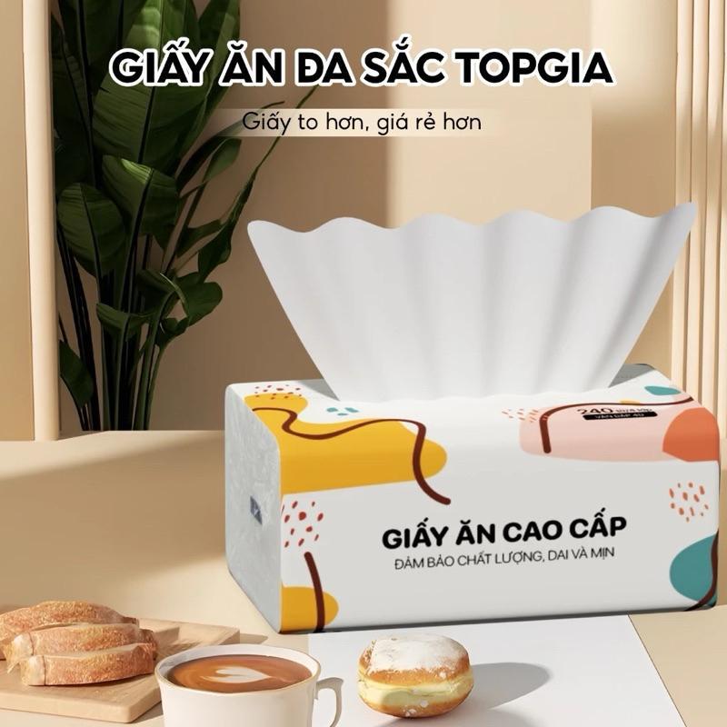 Combo 5 bịch Giấy ăn rút đa sắc Topgia cao cấp 240 tờ 4 lớp, dập vân 4D chắc…