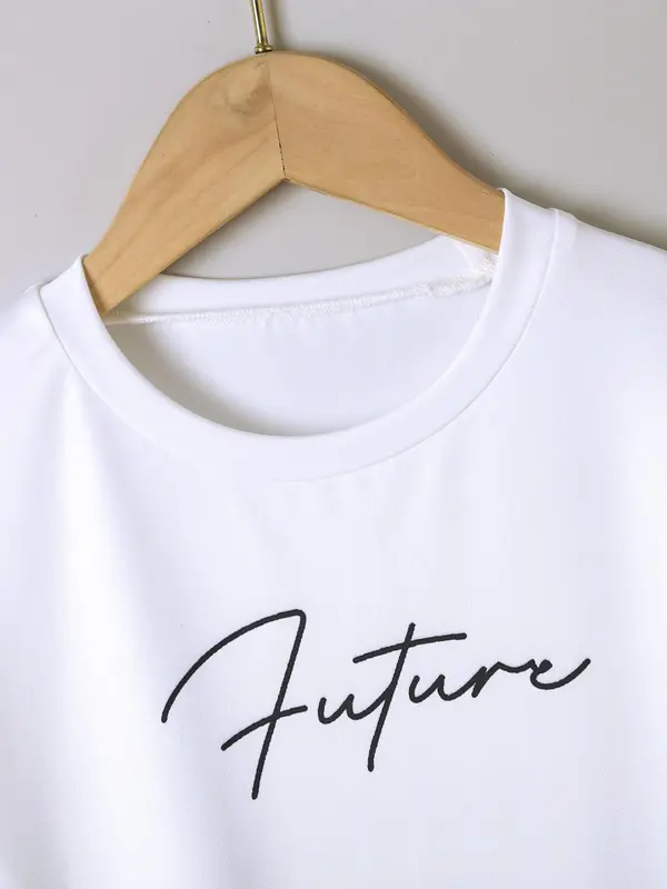 Boy's Ombre Letter Print Short Sleeve T-shirt Tee & Elastic Waist Shorts Set, Summer Outfits 2024, Summer Sets, Kids Clothing, Comfort Cozy Casual Summer Outfits Clothes for Kids, Festival Outfit 2024 7