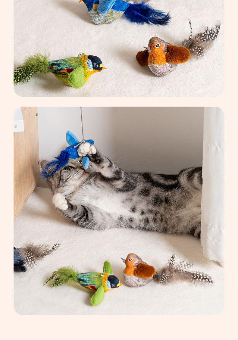 Product Introduction of Cat toy sound-emitting bird simulation can call bird hanging cat teasing stick for kittens to self-entertain and relieve boredom cat teasing toy 7