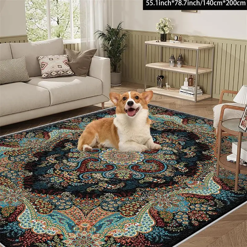 Floral Pattern Non-slip Pet Mat, 1 Count Colorful Printed Pet Floor Mat, Comfortable Pet Mat for Older Pets Or Pets with Joint Problems, Pet Supplies 5