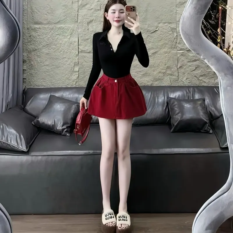 {43-57kg} CHÂN VÁY JEANS NỮ NGẮN KÈM LÓT TRONg