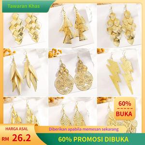 Anting-anting Daun Berbilang Lapisan, Bahan Logam Berongga, Gaya Etnik Vintaj, Anting-anting Rumbai Geometri Bulat, Barang Kemas Titisan Air, untuk Wanita Earrings Jewelry ear  stickers  pin  back