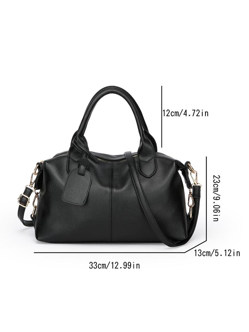 Product Introduction of Women's Fashionable Solid Color Boston Bag, Casual Large Capacity Shoulder Bag for Work & Daily Used, Trendy All-match Commuter Bag 1