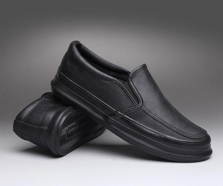 Product Introduction of 2023 Men's Shoes Autumn New Thick-Soled Slip-On Lazy Shoes Men's Breathable Height-Increasing Leather Shoes Soft-Soled Trendy Versatile Sneakers 42
