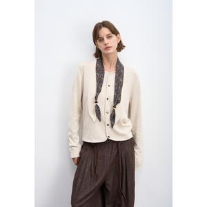 Silk-Trimmed Button-Down Cardigan Sweater