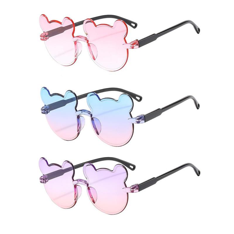 Product Introduction of Korean Version Fashion Cute Gradient Color Bear Conjoined Piece UV Protection Children Sunglasses 21