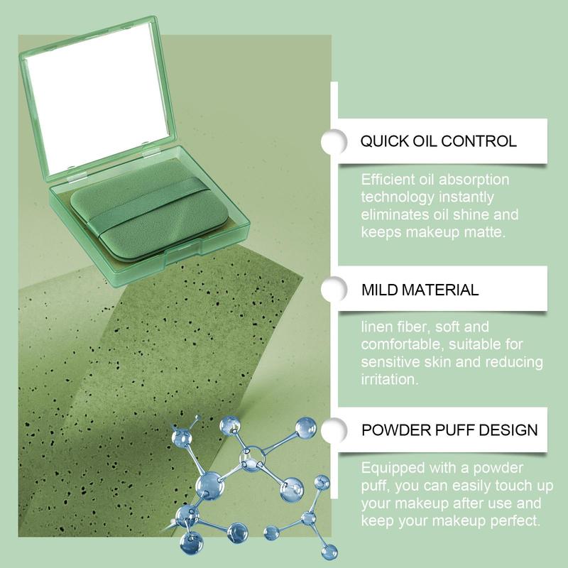 Product Introduction of Oil Absorbing Powder Puff With Mirror, 1 Box Portable Compact Oil Absorbing Sheet With Powder Puff, Makeup Tool For Women & Girls 5