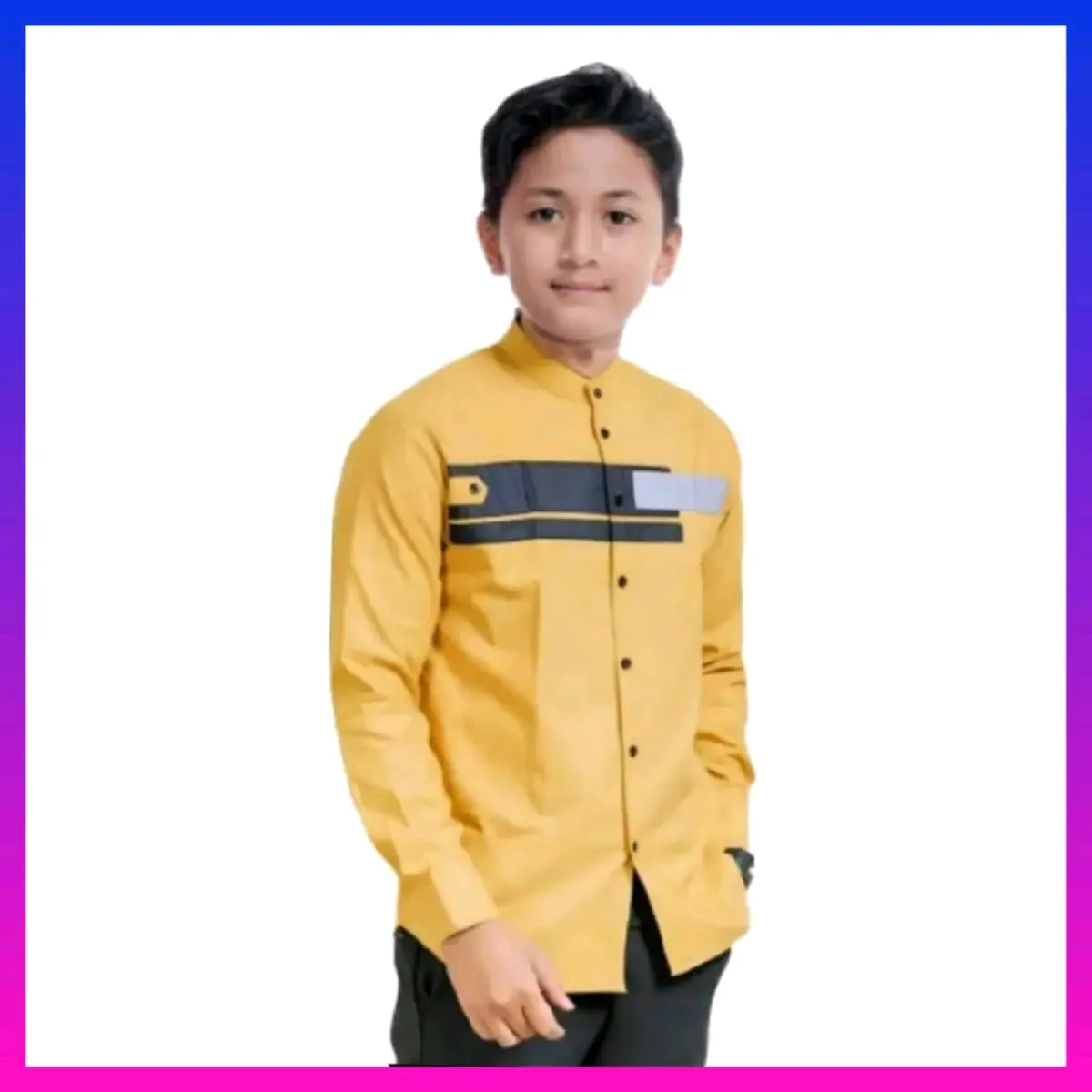 Baju koko anak laki laki kasual lengan panjang usia 10-15 tahun Kain Katun Lembut