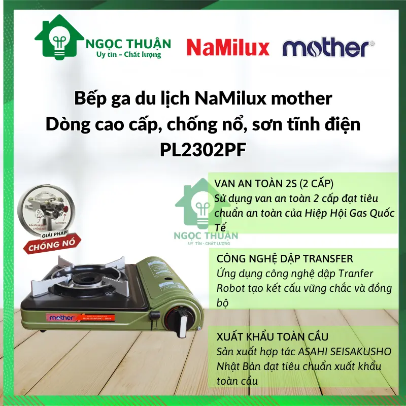 [Chính hãng] Bếp ga du lịch Namilux dòng cao cấp, chống nổ, van an toàn 2 cấp, sơn tĩnh điện  PL2302PF bếpga 2
